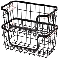 Amazon Basics - Cestas de metal apilables para almacenaje- para cocina o baño